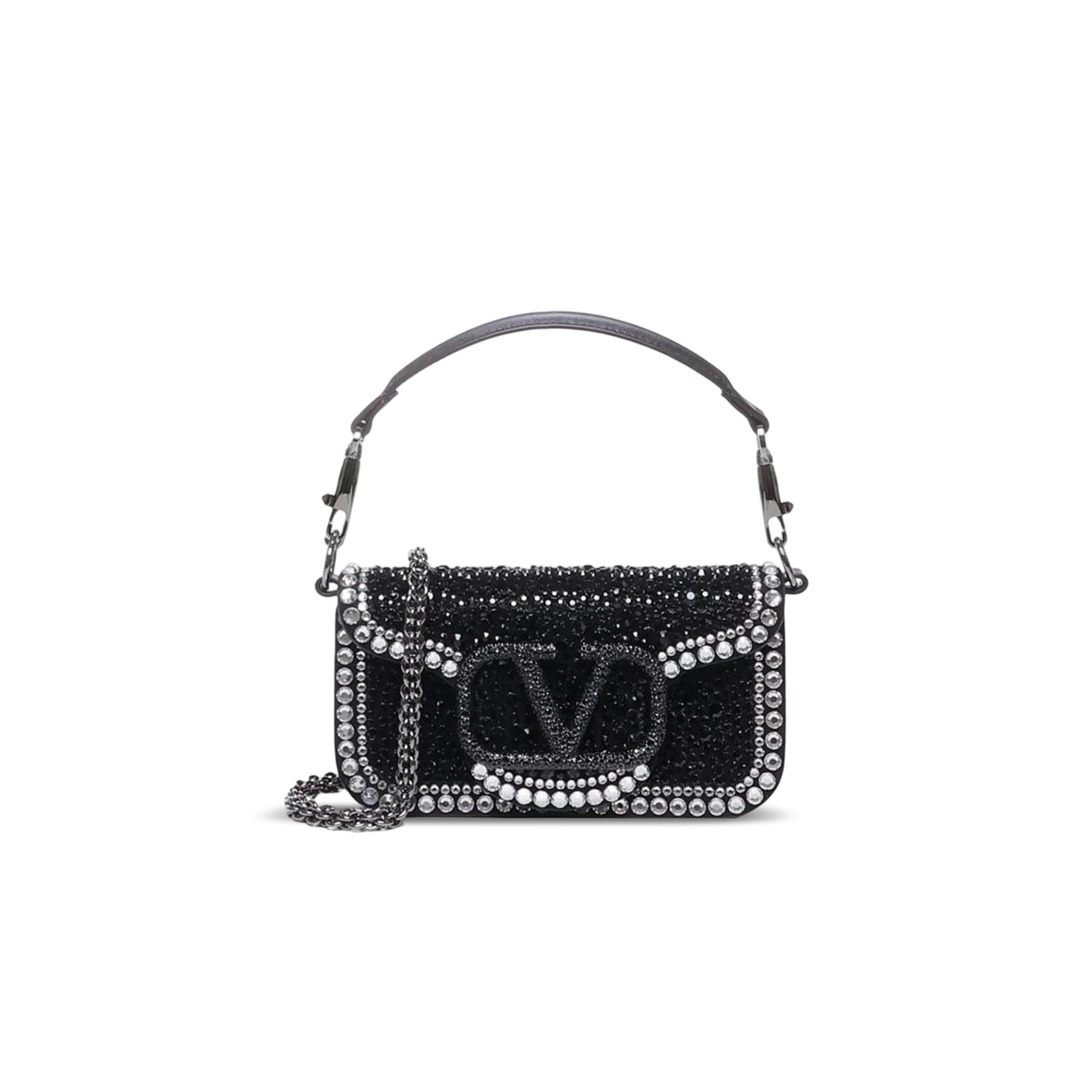 Va1e*ntin0 small garavani loco shoulder bag with rhinestones (20*11*5cm)